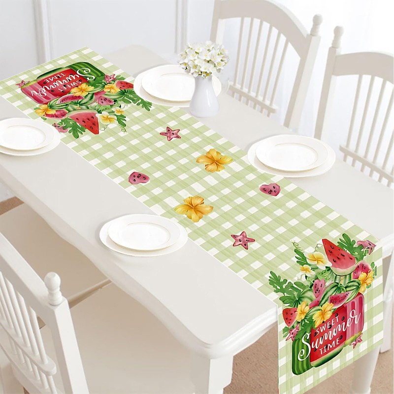 BSITSSS Summer Table Runner, Watermelon Table Runners for Dining Table,