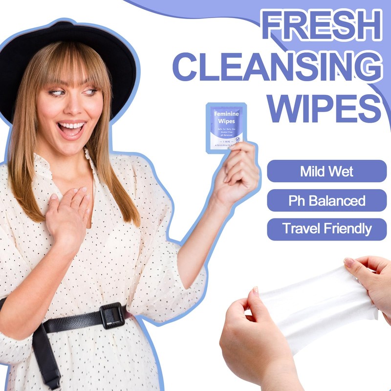 300 Pieces Bulk Feminine Wipes Individually Wrapped,Purple