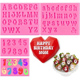 YGAOHF Letter Chocolate Molds, Letter Molds for Chocolate, Silicone Alphabet Mold, 3 Pcs Silicone Chocolate Molds for Breakable Hearts, Alphabet Number Fondant Mold for Candy Gummy Ice Cube Tray Resin