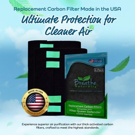 Breathe Naturally Replacement Filters Compatible with Filter Queen Defender 4000 Series Air Purifier - HEPA Filter - Carbon Activated Prefilters - 35.5"x7.25" (Pack of 4, Carbon Prefilters)