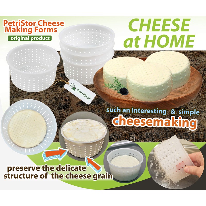 PetriStor 5 pcs Soft Cheese Mold for Cheese Making 0.8QT