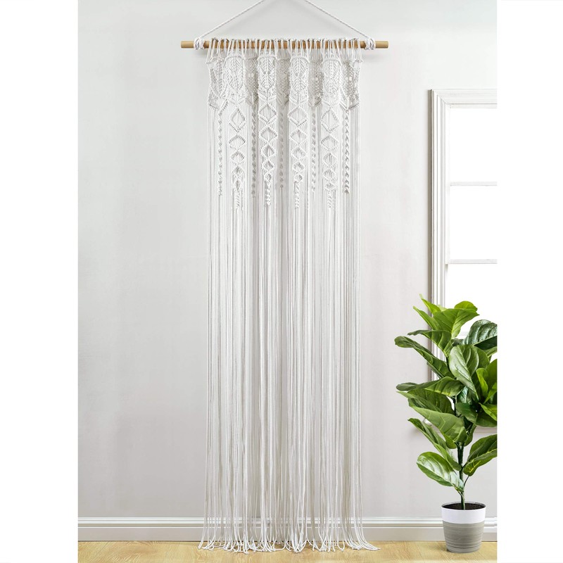 Lush Decor Boho Macrame Textured Cotton Window Curtain Panel, 40"