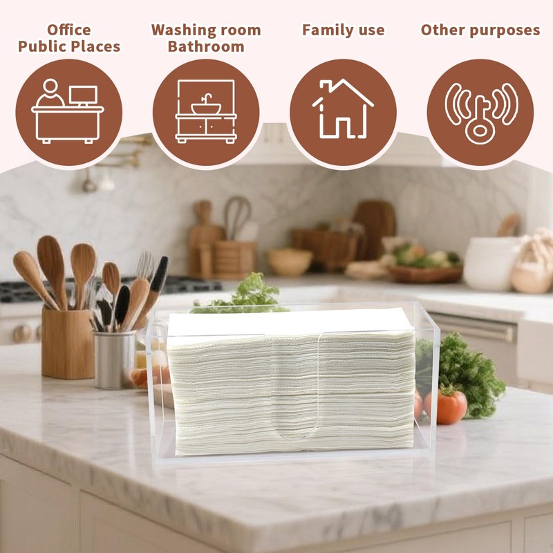 Acrylic Paper Towel Holder Countertop, 5mm Thick Clear C-Fold Z-Fold
