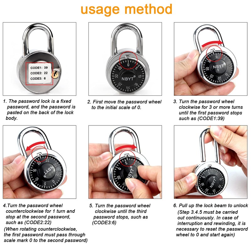 NBYT Combination Padlocks - Dial Locks for School Lockers and