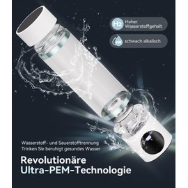 IUHFSIFS Neuer Wasserstoff-Wasserflasche 6000PPB【Ultra PEM Technologie】 Touchscreen, Druckentlastungsventil, Maximale Wasserstoffkonzentration für Ihre Gesundheit