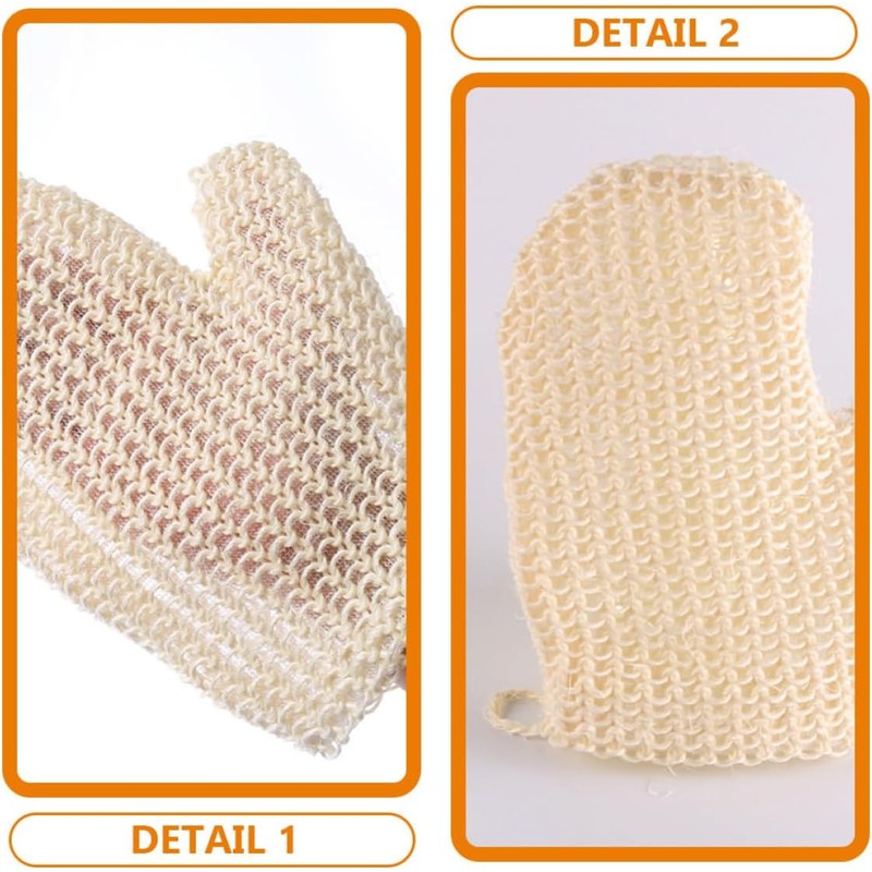 Guantes exfoliantes de baño de sisal natural – 2 piezas