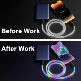 Tomoson 3ft RGB Colorful Gradual Light Up MFi Lightning Charger Cable