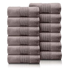 GC GAVENO CAVAILIA 12 Pack Face Towels Set (30x30 CM) - Cotton Face Cloths - Quick Drying & Highly Absorbent Fingertip Towel Washcloth For Bathroom, Spa, Gym Towels - Silver/Grey