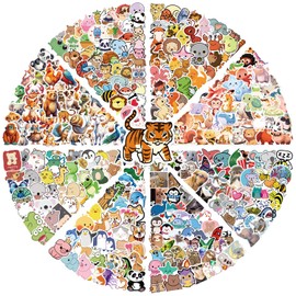 400 PCS Animal Stickers for Kids, Cute Cartoon Waterproof Vinyl Water Bottle Sticker for Kids, Skateboard, Laptop, Luggages, Reward Stickers for Girls Boys Classroom Prizes