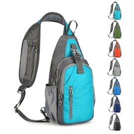 levayhill Small Crossbody Sling Backpack Hiking Casual Daypack, Adjustable Strap, Multiple Pockets for Traveling(Lake Blue)