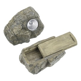 sourcing map Fake Rock Hidden Key Box, Hide a Spare Key Waterproof Key Hider, Key Storage Lock Box Stone for Outside Garden Decoration, Dark Grey