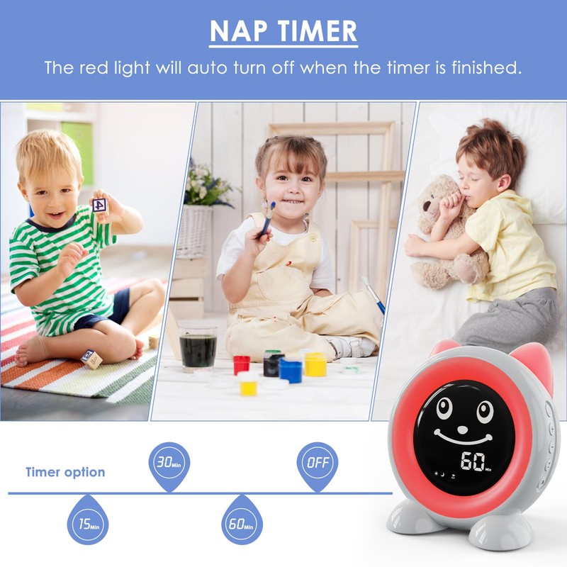 Toddlers Sleep Training Clock, Kids Alarm Clock with Night Light