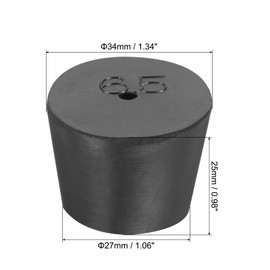 MECCANIXITY Rubber Tapered Plug 27mm to 34mm Solid Test Tubes Bungs Stopper with Hole Black for Lab Home 8 Pieces