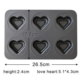 Sinsanye 2Pcs Mini Heart-Shaped Hollow Pan, Nonstick Carbon Steel 6 Cavity Jam Baking Pan for Valentine's Day Christmas Birthday Wedding Anniversary