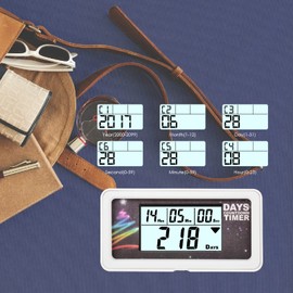 NInE-ROnG Hintergrundbeleuchtung Digital 9,999 Tage Countdown Timer Großes LCD Display Count Down für Ruhestand Hochzeit Urlaub Weihnachten Event Klassenzimmer Kreuzfahrt (WT)