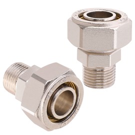 ANCIMOON 3/4’’ Straight Air Piping Fittings, 3/4’’ x 1/2’’ Male NPT Threads Adapter Fittings, Seal Taped Needed, Brass-Nickel Plated, 2PCS For Shop Compressed Air Line System