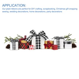 DMiotech 1.6 Inch 10 Yards Gingham Ribbon, Polyester Buffalo Checkered Ribbon Plaid Ribbon for Gift Wrapping Christmas Decoration Art Craft DIY, Dark Green and White