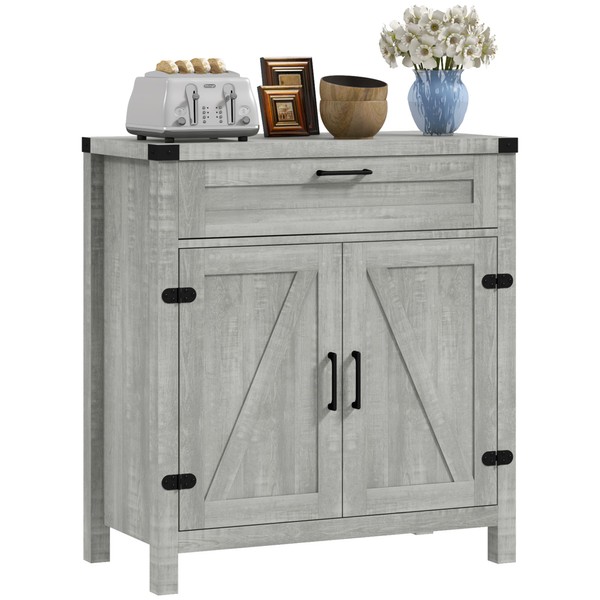 HOMCOM Sideboard Buffet Cabinet with Storage Drawer, Modern Farmhouse Kitchen