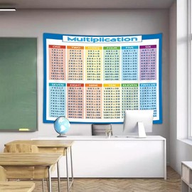 Jipusai Multiplication Table Tapestry, Math Calculation Tapestry Wall Hanging Poster Blanket, Educational Times Table Chart Classroom Bedroom Decoration 60X51 IN