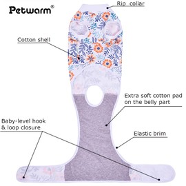 PetWarm Dog Spay Recovery Suit, Onesies for Dogs, Surgery Suit for Dogs Female After Spayed, Dog Cone Alternative After Surgery, Flower Pattern, Orange, XS