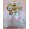 Just Artifacts Gold Paper Hanging Party Fans Set 8 Pcs