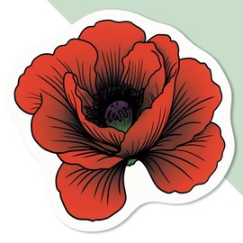 Azeeda 4 x 'Red Poppy Flower' White Premium Vinyl Decal Stickers – Waterproof, Durable & Easy to Apply - Ideal for Car Bumpers, Windows, Bins and More (DW00124060)