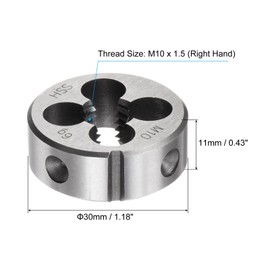 QUARKZMAN Round Die Metric M10 x 1.5 Thread (Right) High Speed Steel (HSS) Die Repair Tool