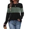 Long Sleeve Shirts for Women Casual Fall Tops Color Block Pullover Sweater Christmas 2025 Winter Clothing Green L