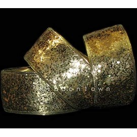 MIABE Ribbons Supplies for 25 Yards Sale Christmas All Gold Round Glitter Dots Wired Ribbon 2 1/2" W for Gift Wrap, Holiday Decor, Garland, Gifts, Wrapping, Wreath, Gift Bow,Craft Projects.