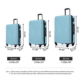 SVRCK Lightweight Green Hard-Shell Luggage Set with Spinner Wheels and TSA Lock, 3 Pieces (20/24/28)