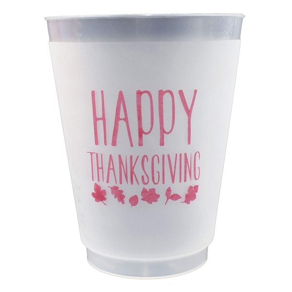 16oz Plastic Frost Flex Cups with Happy Thanksgiving Print (Pack of 12ct)