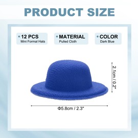 PATIKIL 2.3MM Mini Formal Hats, 12 Pcs Miniature Doll Hats Mini Top Hat for Crafts Hair Accessories Decorate Doll Snowman, Dark Blue