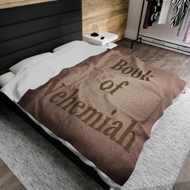 Book of Nehemiah Blanket Christian Gift Throw Antique Paper Look Full Book of Nehemiah Soft Plush Fleece Luxury Blanket Word of God Blanket