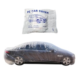 Vroelos 12.5'x21.5' Clear Plastic Disposable Car Protective Cover, Temporary Universal Rain Dust Garage Full Coverage Car Cover Fit for Any Car with Dimensions up to 12.5'x21.5' (1PCS)