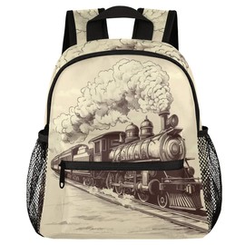 LOMBARDIDEN Toddler Backpack for Boys Girls - 12 Inch Steam Train Kids Backpacks Preschool Kindergarten Back Pack Lightweight Waterproof Schoolbag Book Bag for School