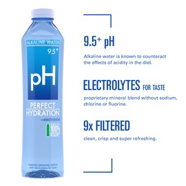 Perfect Hydration 9.5+ pH Alkaline Drinking Water, 1-Liter Bottle, Case of 12, 3 Cases