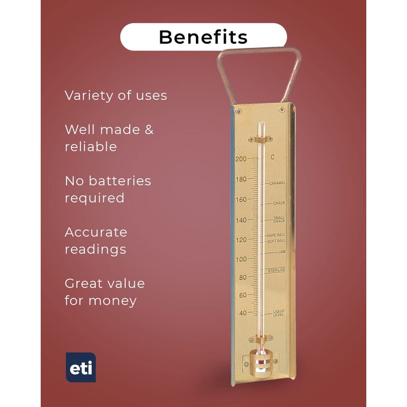 Brass Sugar & Jam Thermometer. Ideal preserve or confectionery thermometer