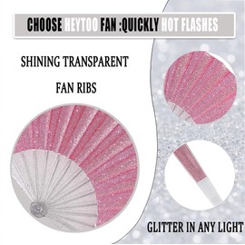 Women Handheld Hand Held Folding Fan Foldable Fans For Summer Fan With Glitter Fabric and Shining Transparent Rib Decorative Festival Party Wedding Club Dancing For Men Women N Gifts pink