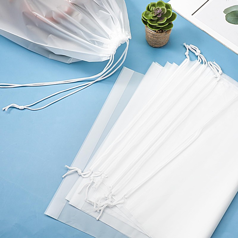 100 Pack Plastic Drawstring Bags Large Clear Shoe Bags for