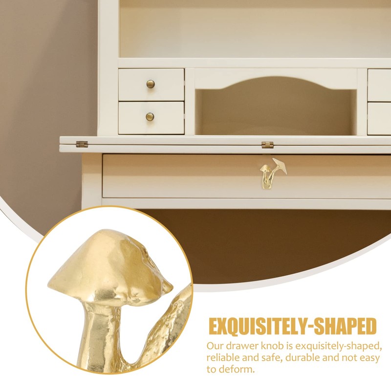 Veemoon Mushroom Furniture Knobs Decorative Cabinet Brass Knobs Handle Retro