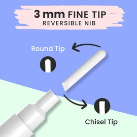 Chalkola White Chalk Pens - White Dry Erase Liquid Chalk Pens for Chalkboard, Blackboard, Window, Bistro, Car Glass, Board, Signs - 3mm Reversible Bullet & Chisel Point