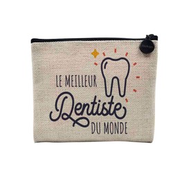 Canvas Bag - Le Best Le Meilleur du Monde Passion Work Leisure Sport Collegue Family - Linen Look Cosmetic Bag - Toiletry Bag - Purse, Dentist - H, Cosmetic bag