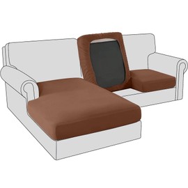 BXFUL Sofa Seat Cushion Covers, Stretch Velvet Sofa Cushion Slipcovers, Couch Cushion Covers Replacement for Individual Cushion with Elastic Fabric (Large 1-Seater,Dark Coffee)