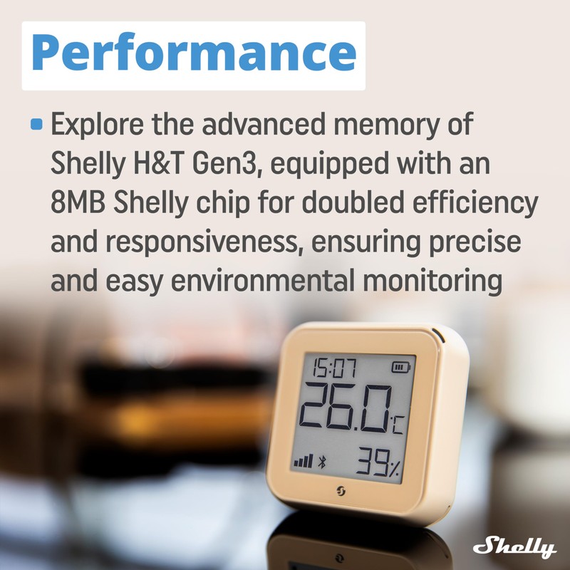 Shelly H&T Gen3 Mocha | Wi-Fi and Bluetooth Smart Temperature