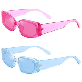 Dollger Trendy Rectangle Sunglasses for Women Men Retro PINK Y2K Sunglasses Rectangular 90s 00s Funky sunglasses