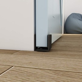 JUBEST Matte Black Floor Guide Wall Mount Sliding Barn Door Hardware Up to 1-3/4"W 1-7/8"H Set of 2