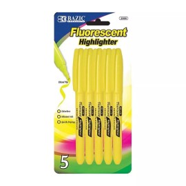 Bazic Fluorescent Highlighter resaltador surligneur Chisel Tip 5 pc