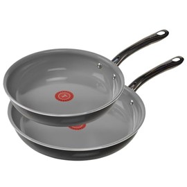T-fal Preserve Ceramic, Ceramic Non Stick Fry Pan Set 2 Piece, 8.5 & 11-Inch, Oven Broiler Safe 350F, Perfect For Frying, Sautéing, & Searing w/Little To No Oil, Nonstick Skillets, Pans Set, Black
