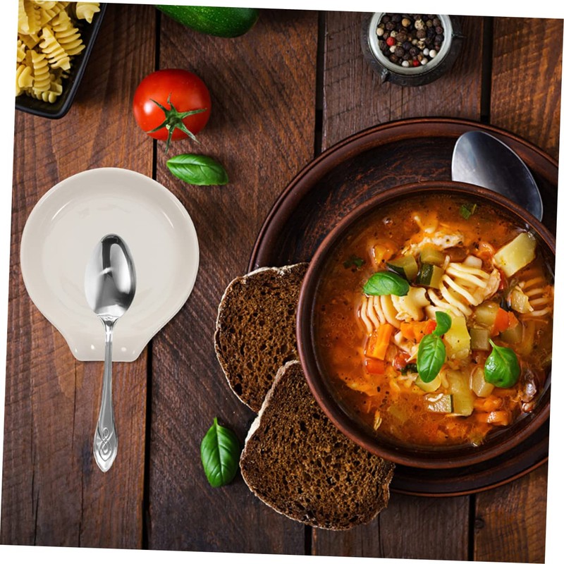 Ciieeo 2Pcs Elegant Ceramic Spoon Rest Compact Spoon Tray for