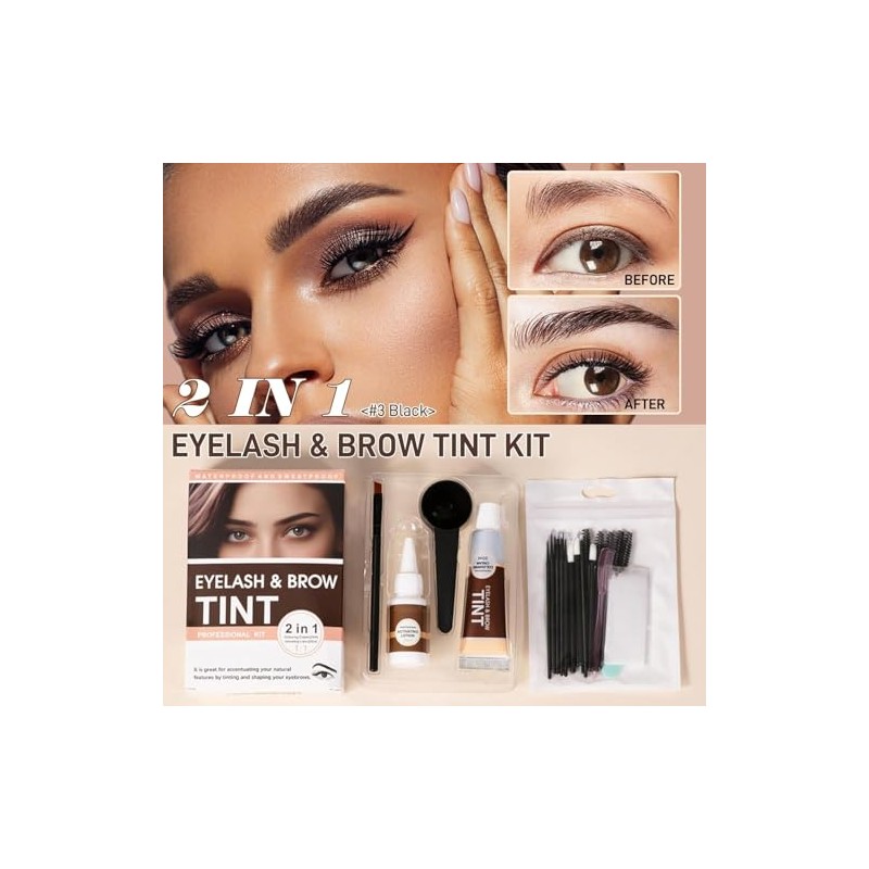 2 en 1 Tinte de Pestañas y Cejas,Kit de Laminación